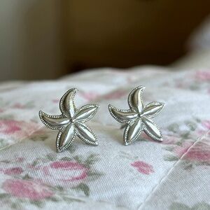 Solid 925 Sterling Silver Starfish Earrings
